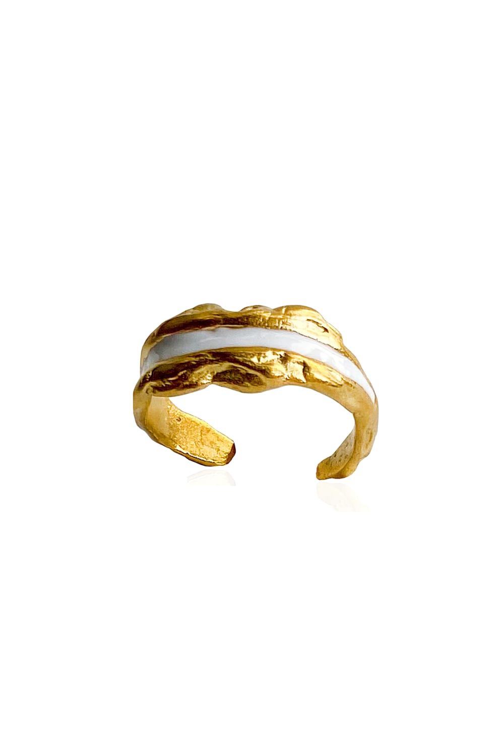 Enki Beyaz Mineli Gold Yüzük - 1