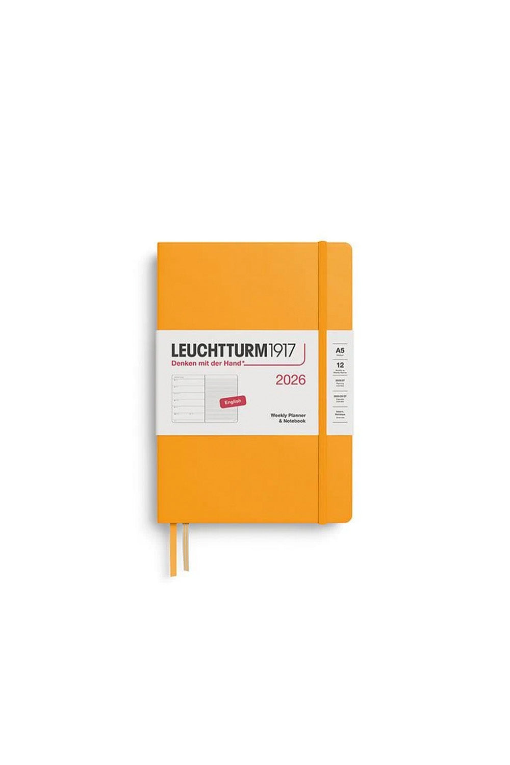 Leuchtturm1917 Orta Boy (A5) 12 Aylık Ajanda Ve Not Defteri (Çizgili) 2026 Sert Kapak, İNgilizce, Rising Sun 372654 - 0