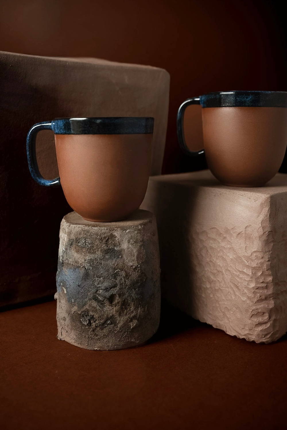 Gibson Stoneware Bardak – Terracotta & Saks Mavi - 2