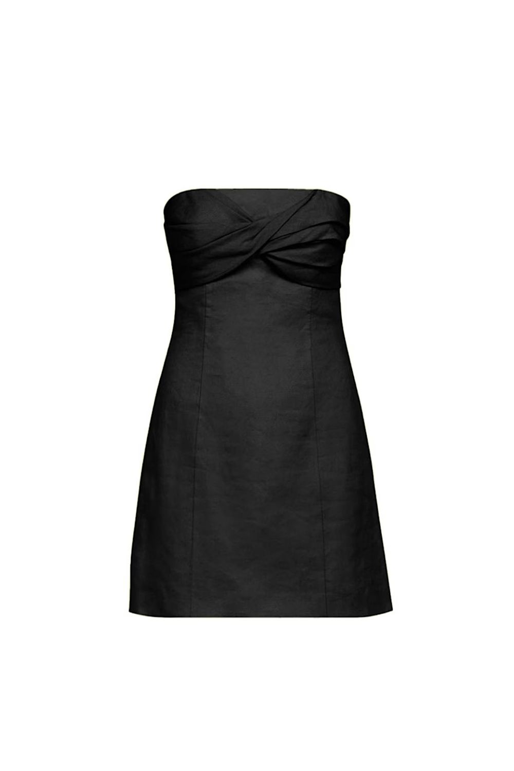 Drapeli Straplez Mini Keten Elbise - 0
