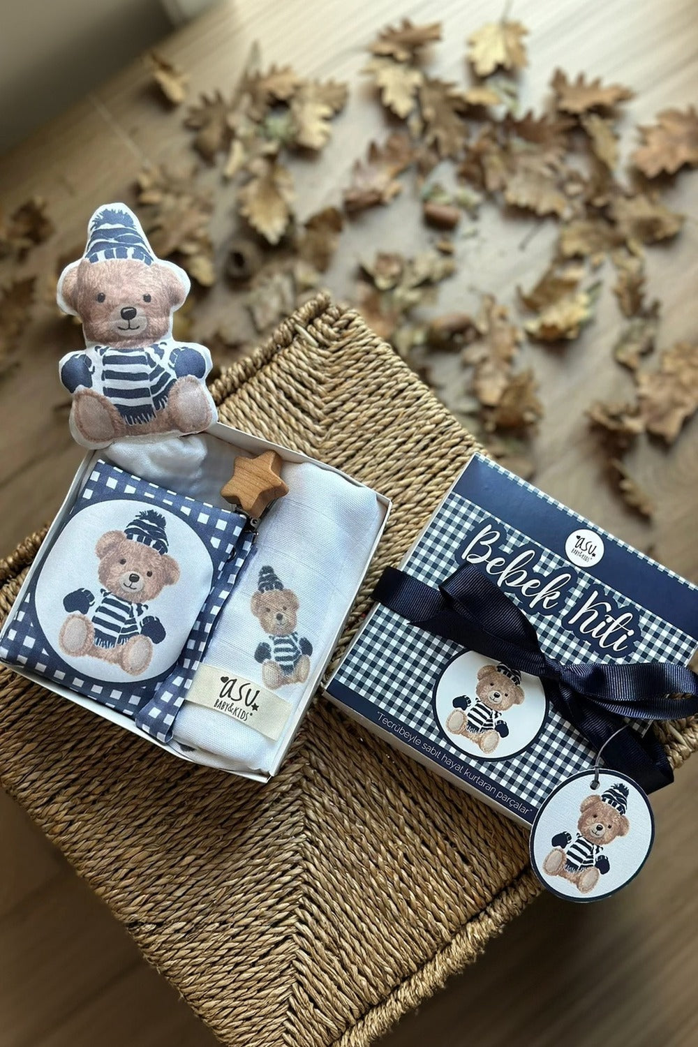 Vintage Bear Lacivert Organik Pamuk Hediye Bebek Kiti - 0