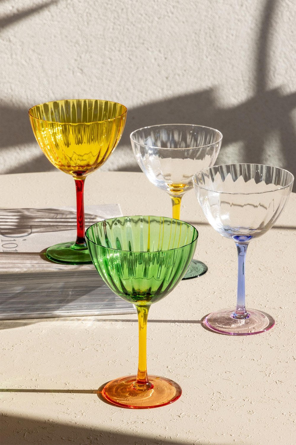 Ayaklı Cam Dondurma Kasesi, Sarı & Yeşil, 280 Ml - 2