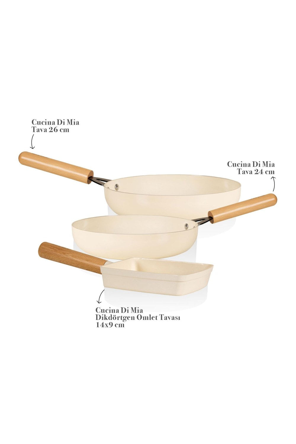Cucina Di Mia İndüksiyon Tabanlı Seramik Tava Seti 3 Parça - 0