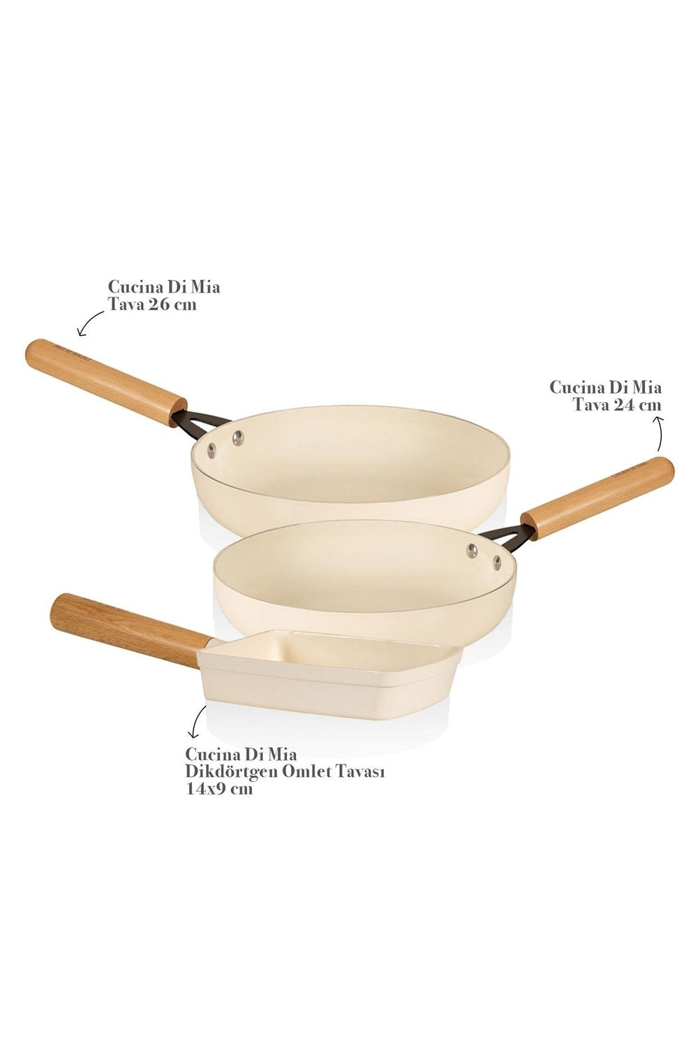 Cucina Di Mia İndüksiyon Tabanlı Seramik Tava Seti 3 Parça - 1