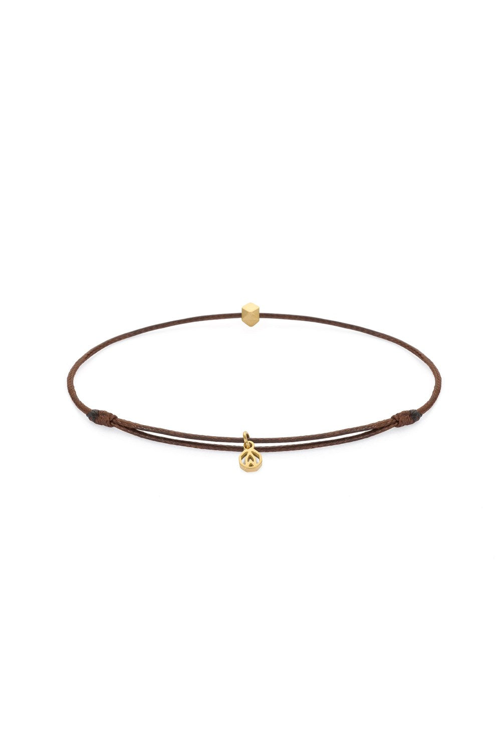 Ayarlanabilir İp Bileklik, Kahverengi - Gold - 1