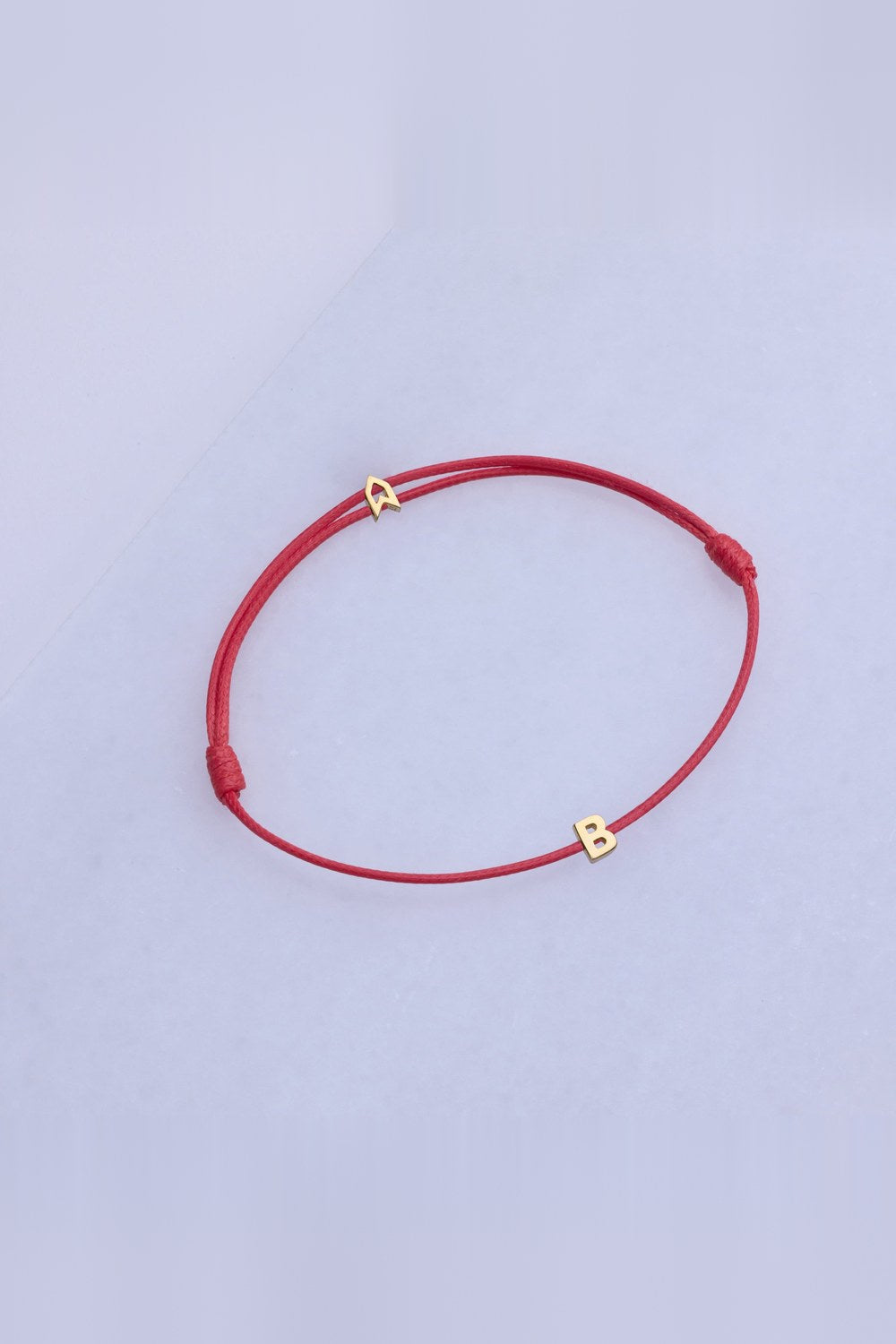 Harf Detaylı Ayarlanabilir Bileklik, Kırmızı - Gold - 2