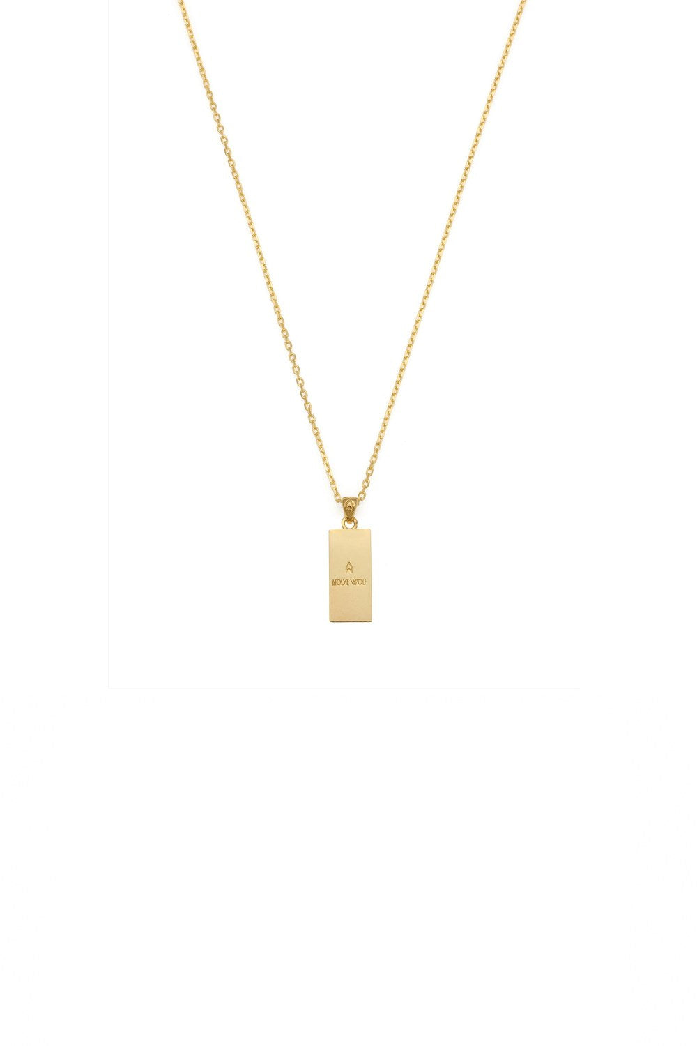 Mineli Sekizgen Plaka Kolye, Beyaz - Gold - 1