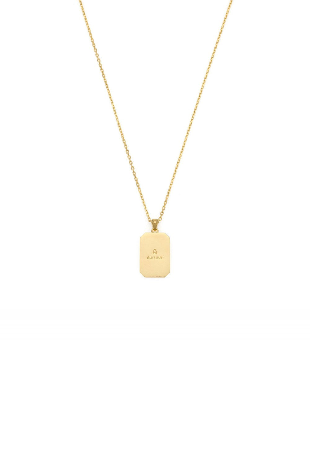 Zirkon Taşlı Sekizgen Kolye, Siyah - Gold - 1