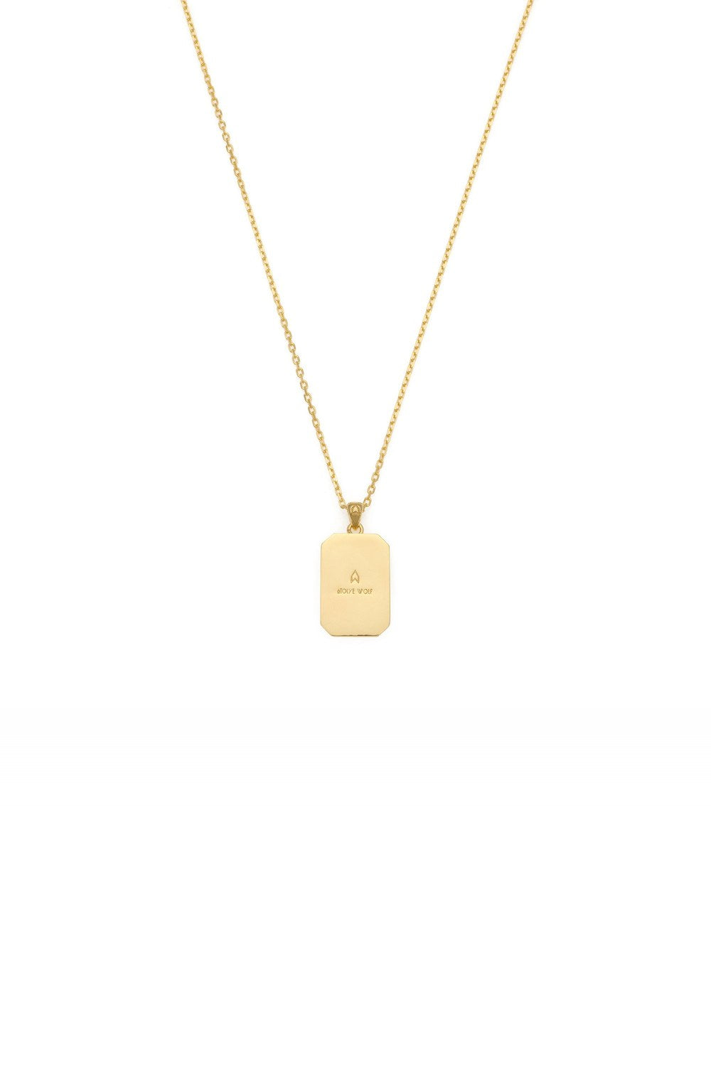 Zirkon Taşlı Sekizgen Kolye, Beyaz - Gold - 1