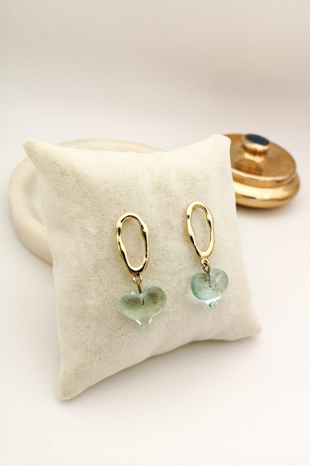 Murano Mavi Kalp Halka Küpe - 0