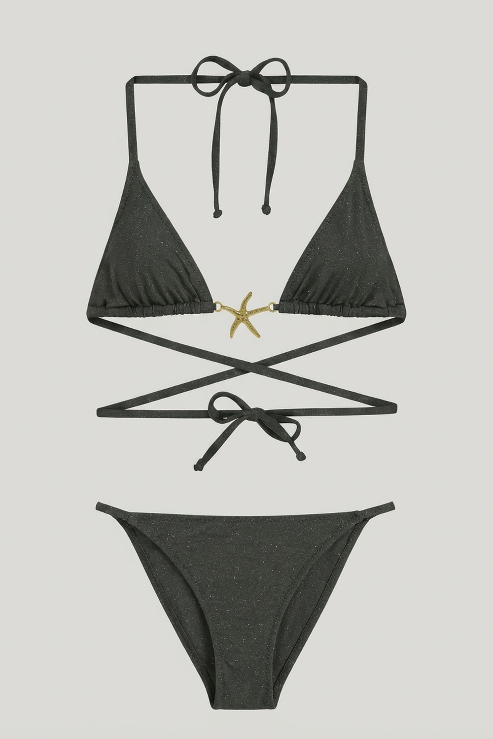 Hot Mess Deniz Yıldızı Detaylı Bağlamalı Üçgen Bikini Takımı - 0