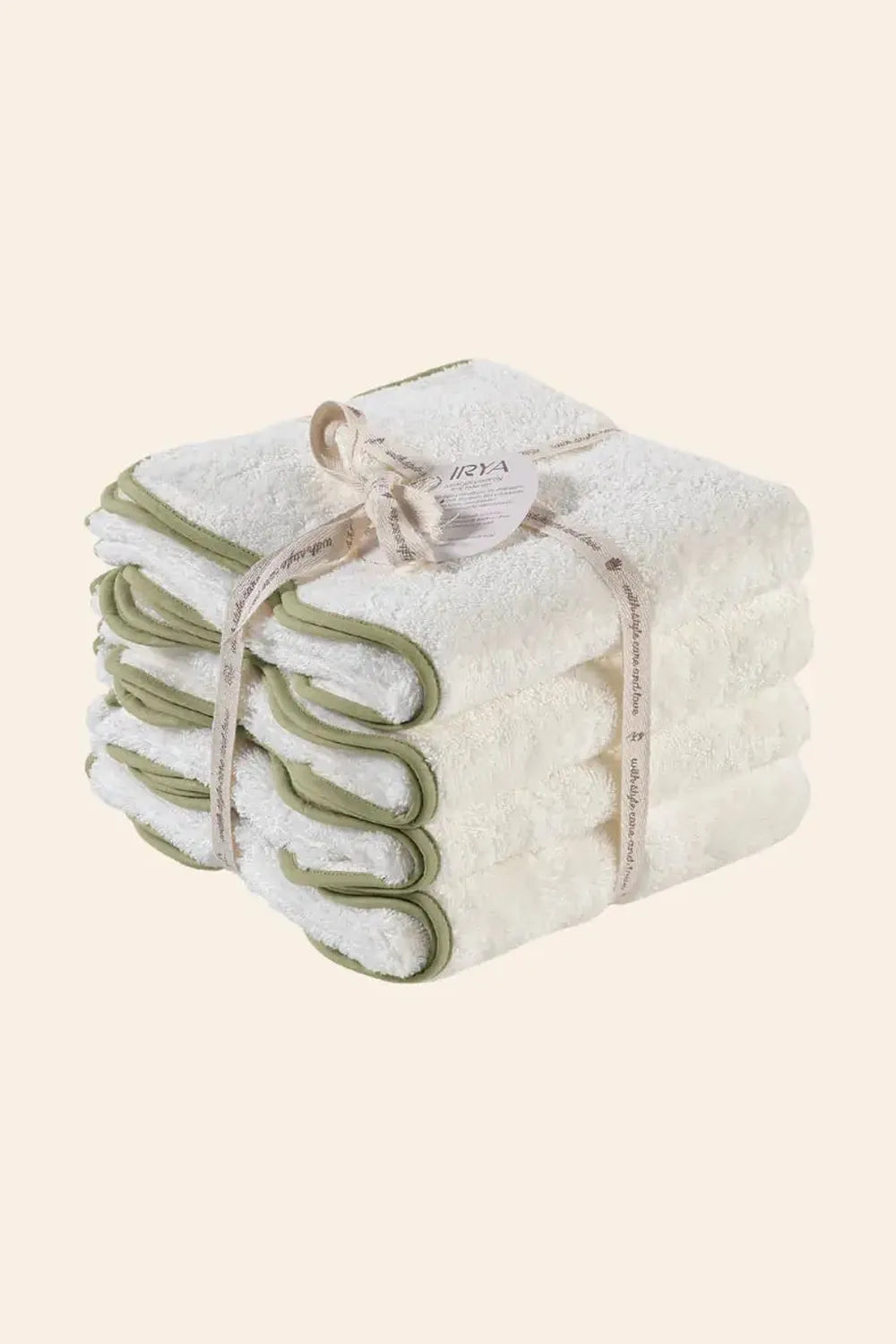 Scallop %100 Pamuk Havlu Seti Ecru+Olive - 2