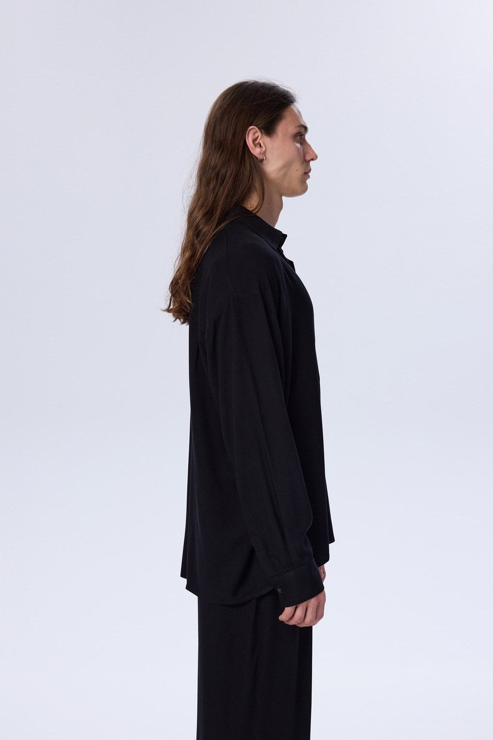 Belmondo Kumaş Oversize Siyah Gömlek - 2