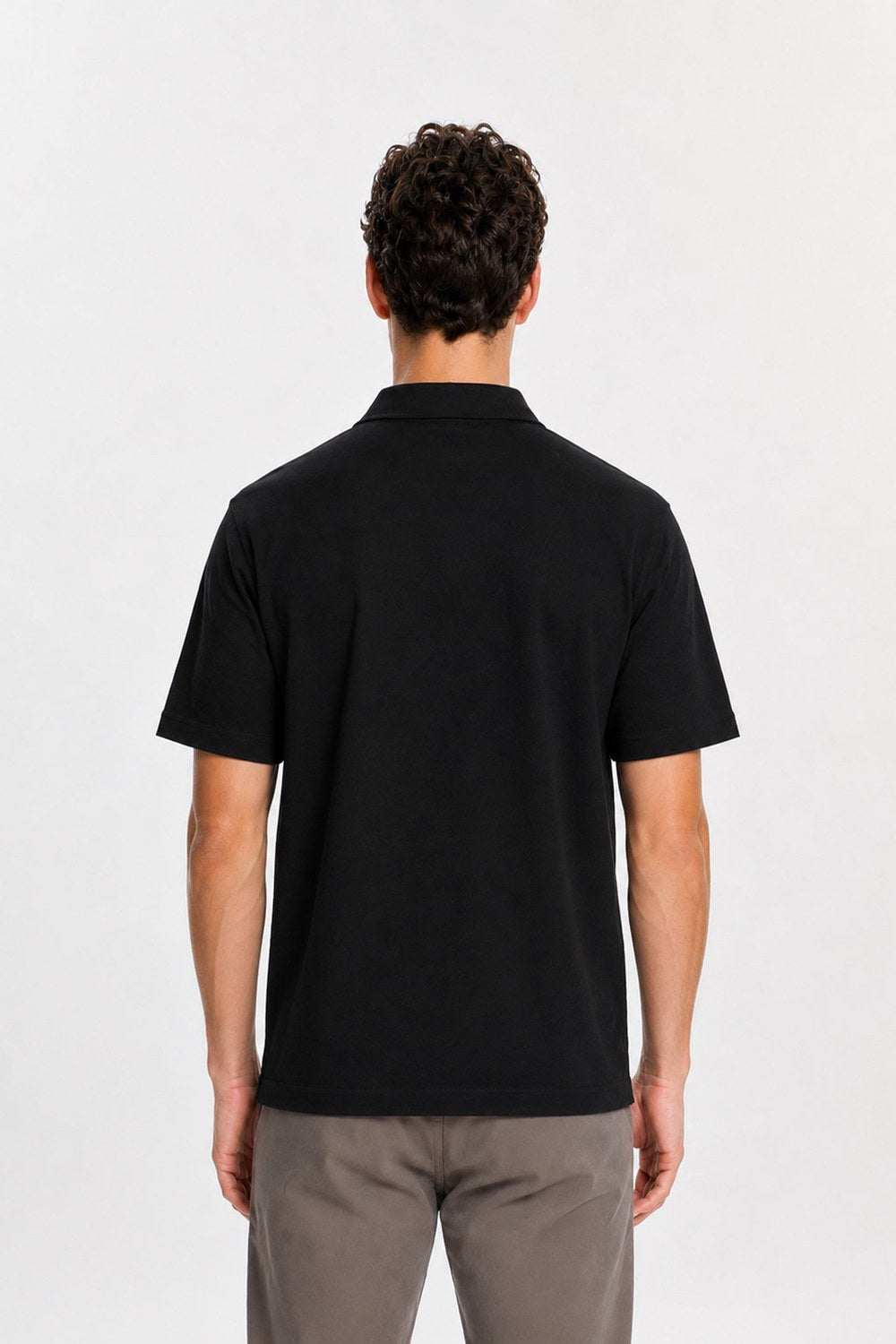 Kısa Kollu Polo T-Shirt, Siyah - 1