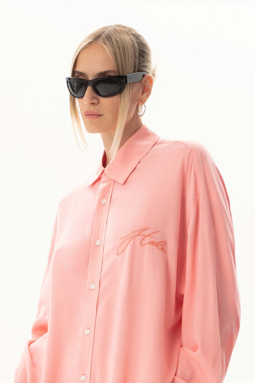 Morcote Oversize Toz Pembe Gömlek - 3