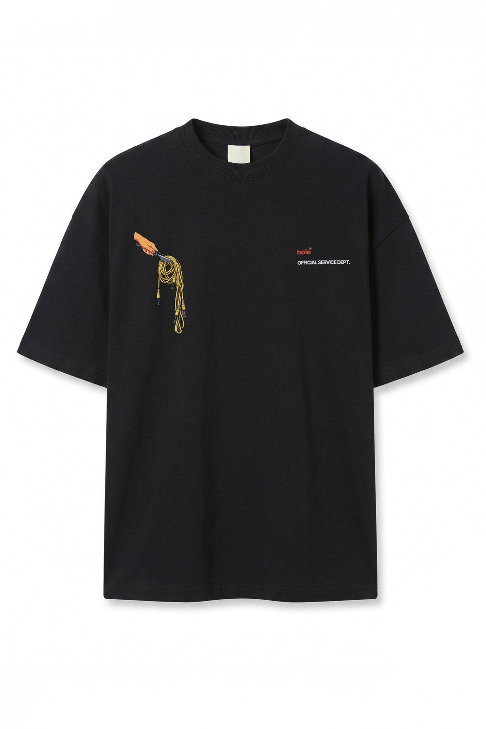 Spagetti Grafik Baskılı Oversize T-Shirt, Siyah - 0