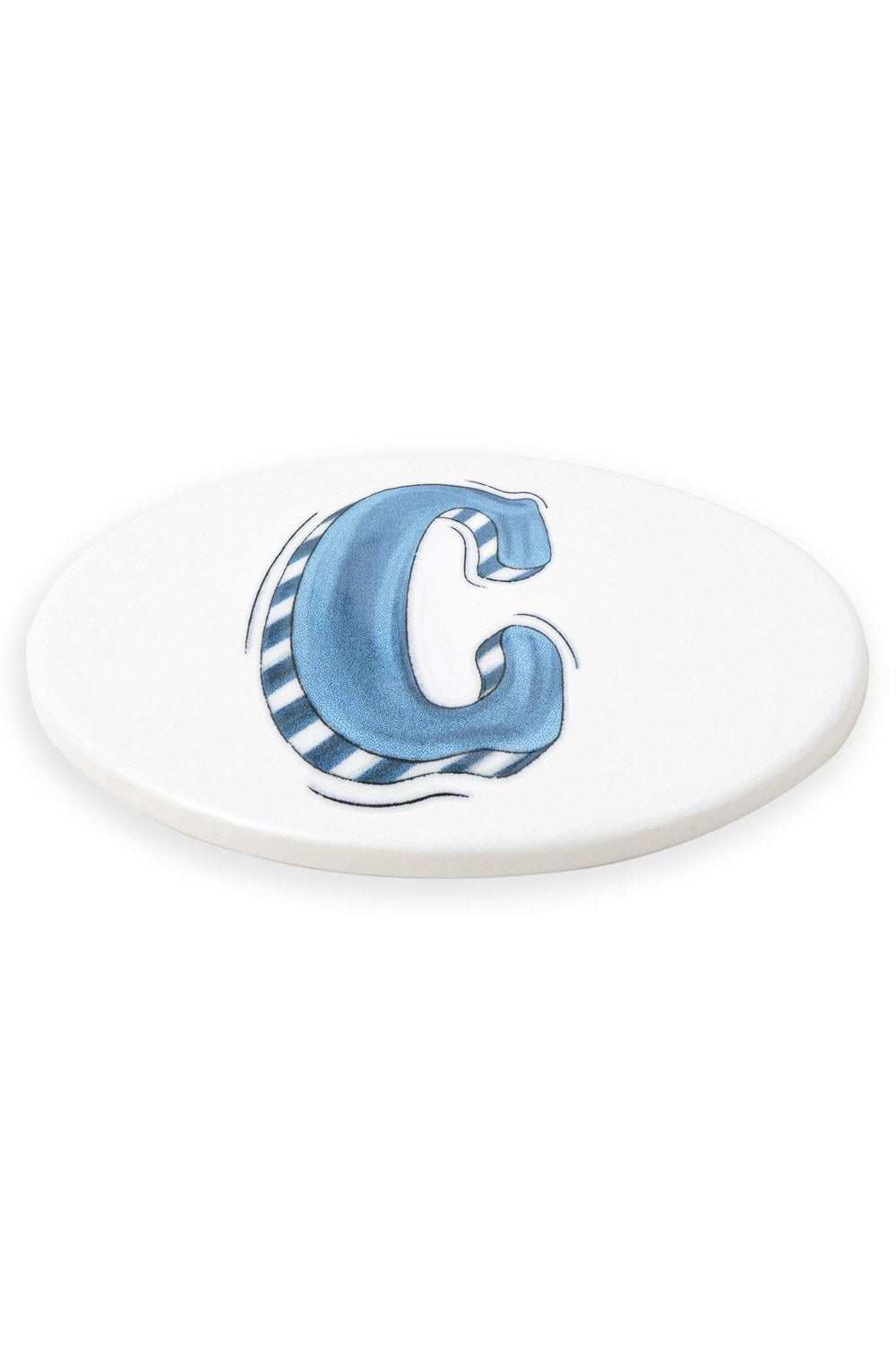 C Harfi Desenli Seramik Bardak Altlığı, 10 Cm - 2