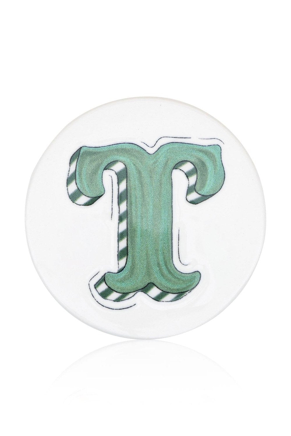 T Harfi Desenli Seramik Bardak Altlığı, 10 Cm - 3