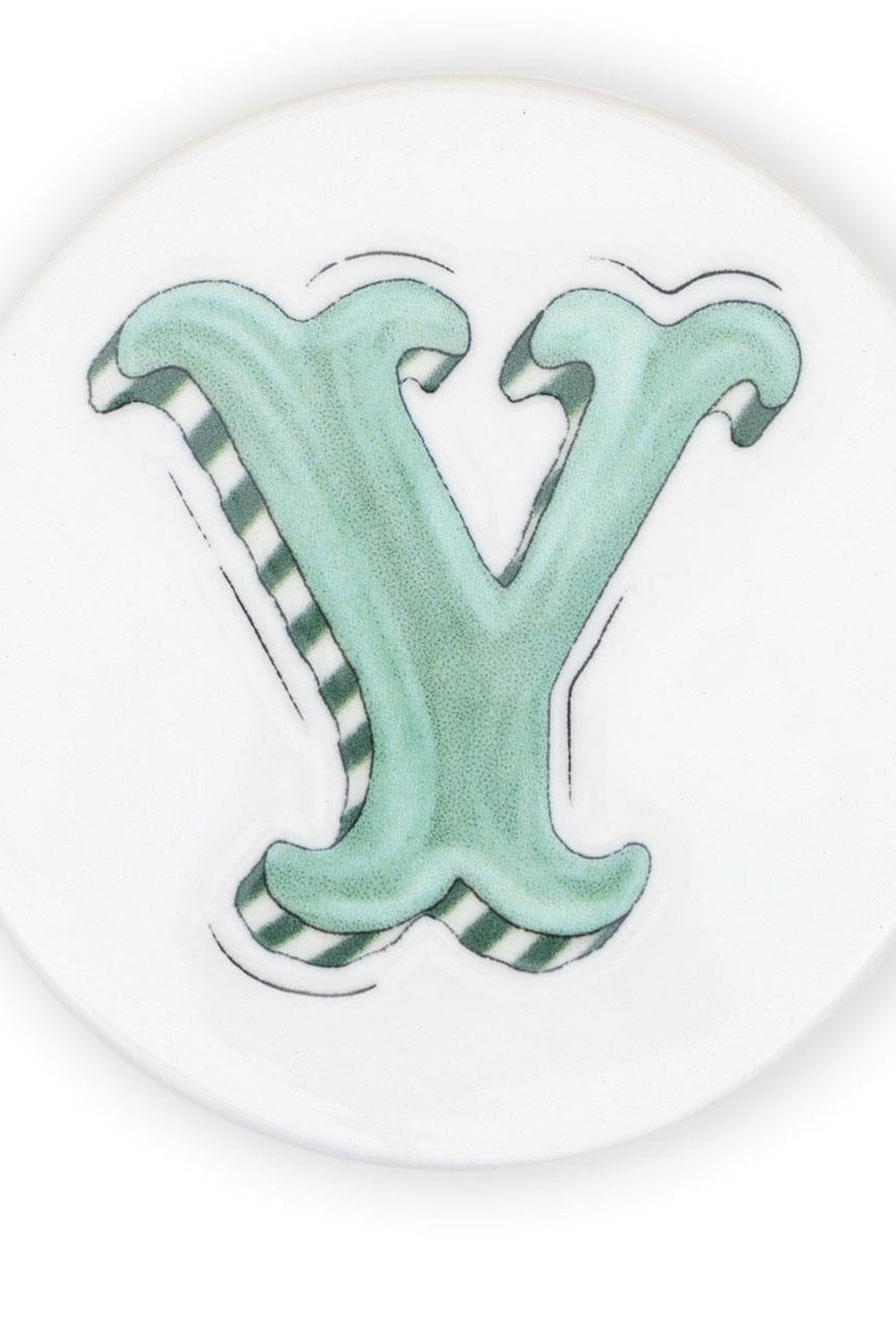 Y Harfi Desenli Seramik Bardak Altlığı, 10 Cm - 4
