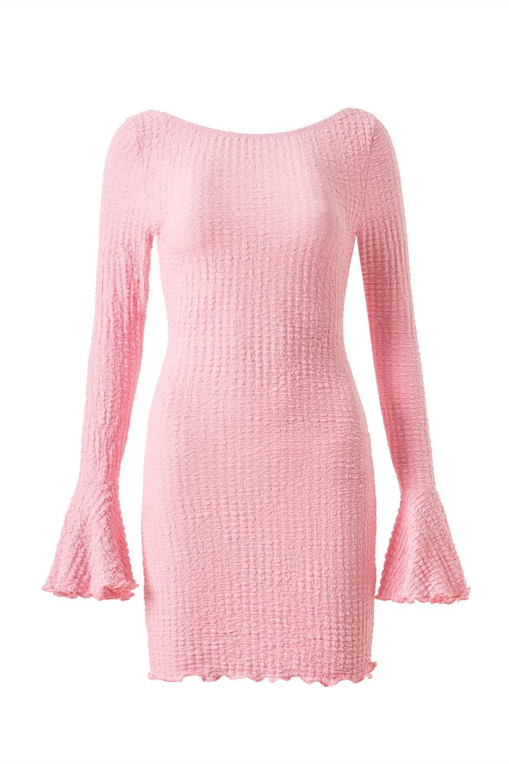 Fleur Sırtı Açık Gofreli Mini Elbise - 2