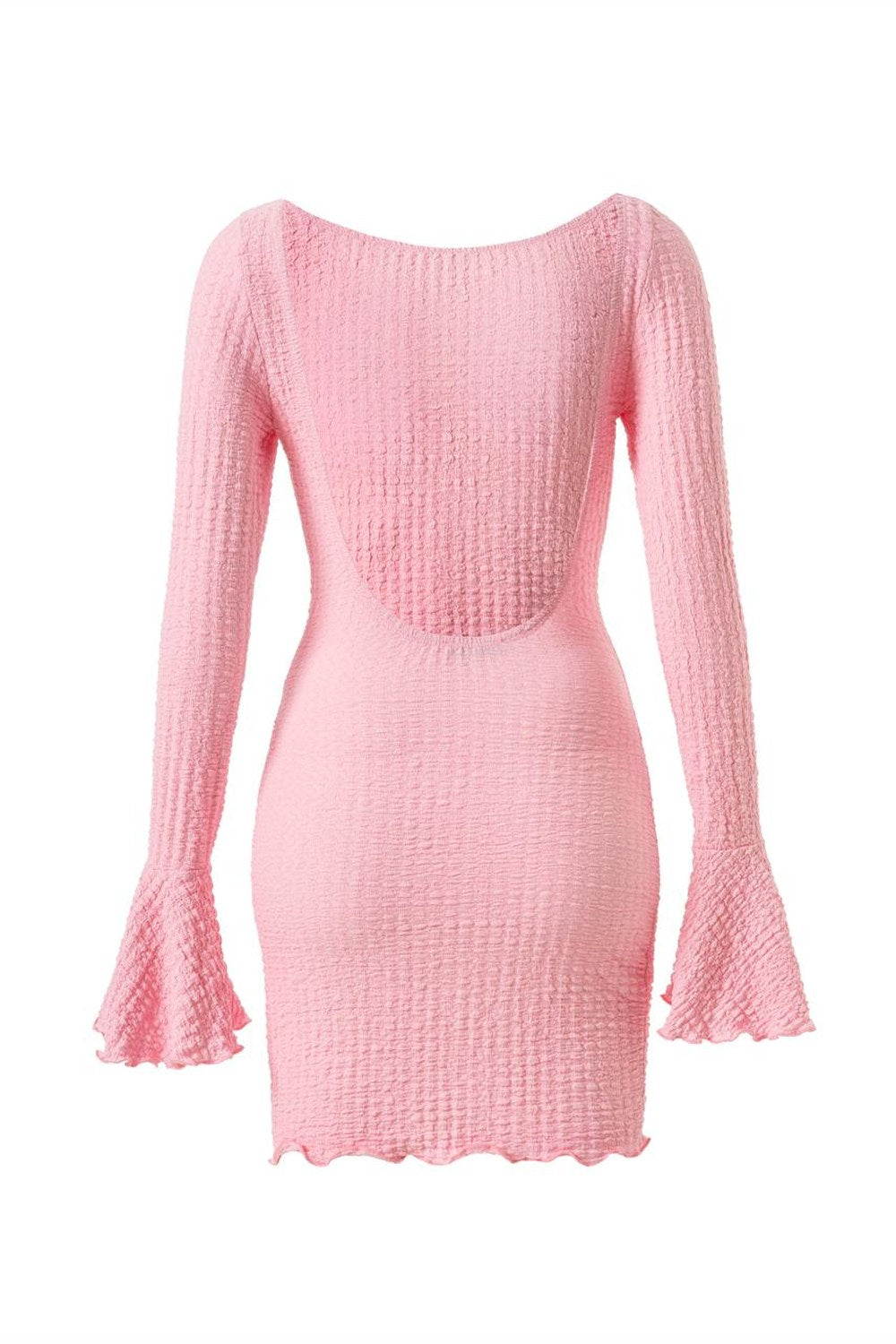 Fleur Sırtı Açık Gofreli Mini Elbise - 3