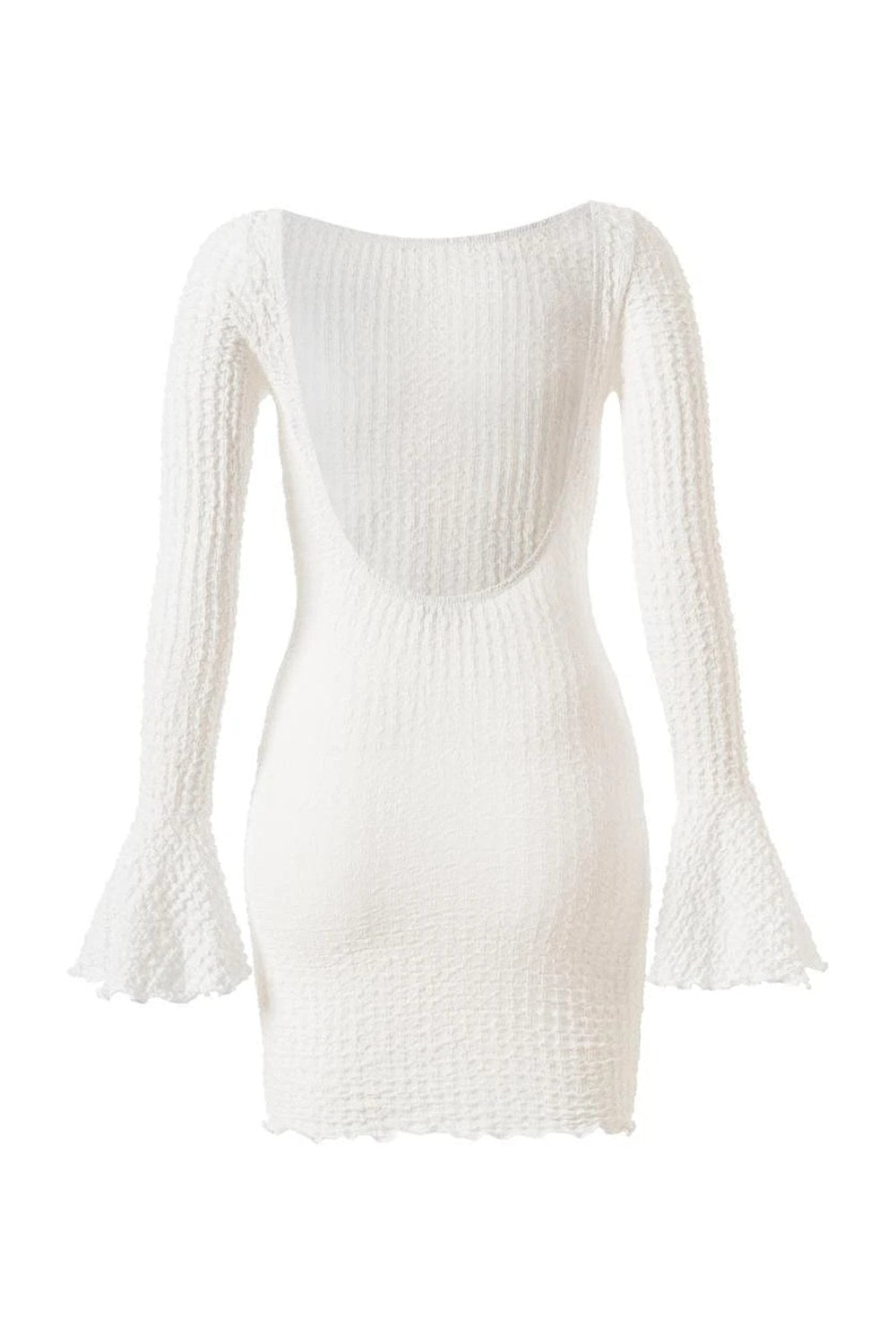 Fleur Sırtı Açık Gofreli Mini Elbise - 5