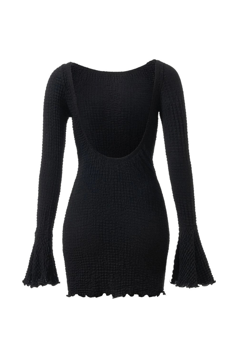 Fleur Sırtı Açık Gofreli Mini Elbise - 8
