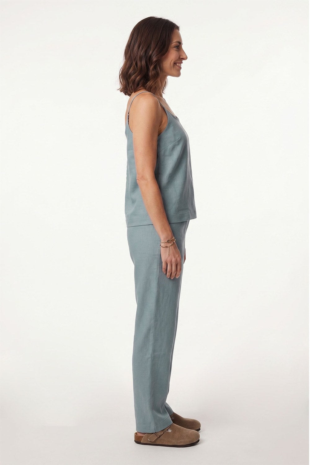 Luna Askılı Bluz Ve Pantolon Takım, Mavi Taş - 8