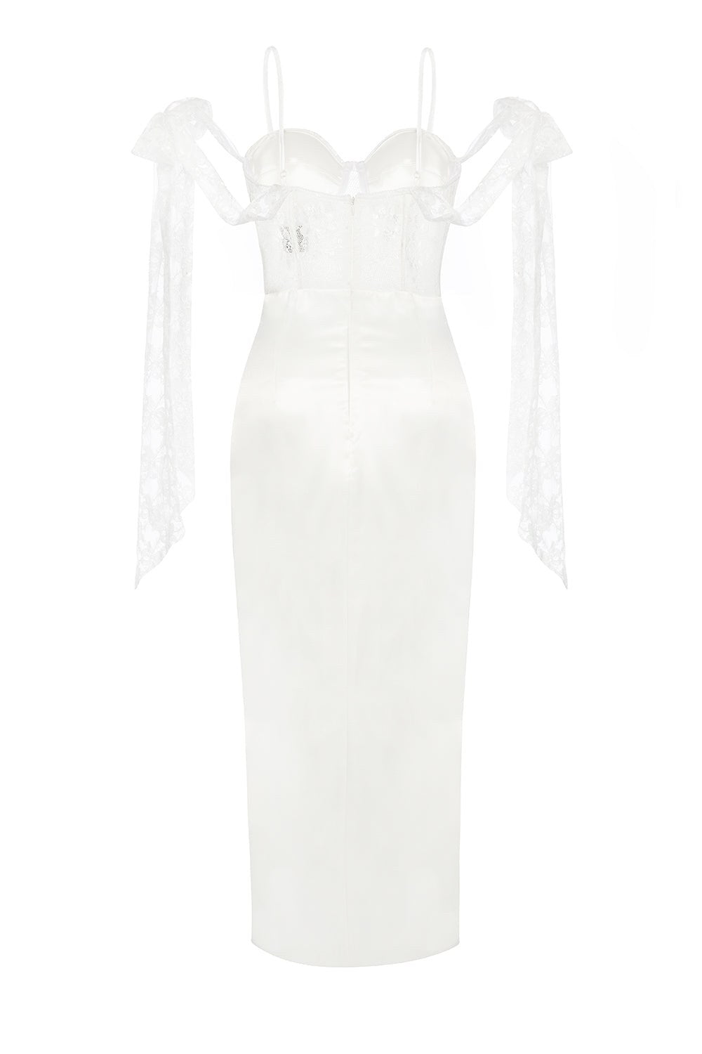 Dantel Korseli Derin Yırtmaçlı Midi Boy Abiye Nina - 6