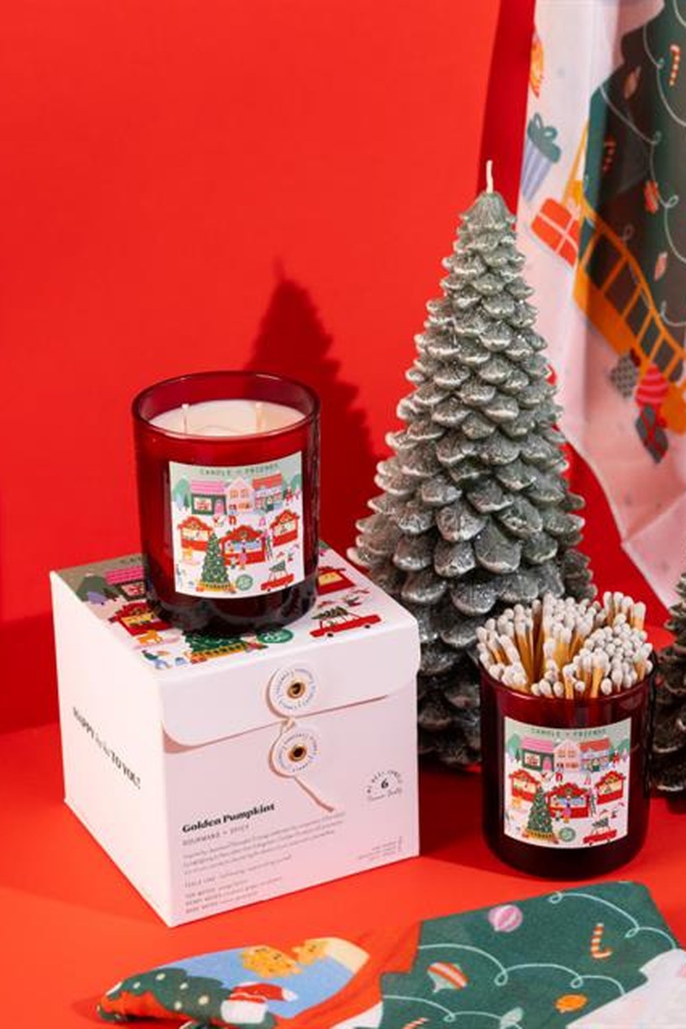 Christmas Collection Yeni Yıl Golden Pumpkin Cam Mum Medium - 1