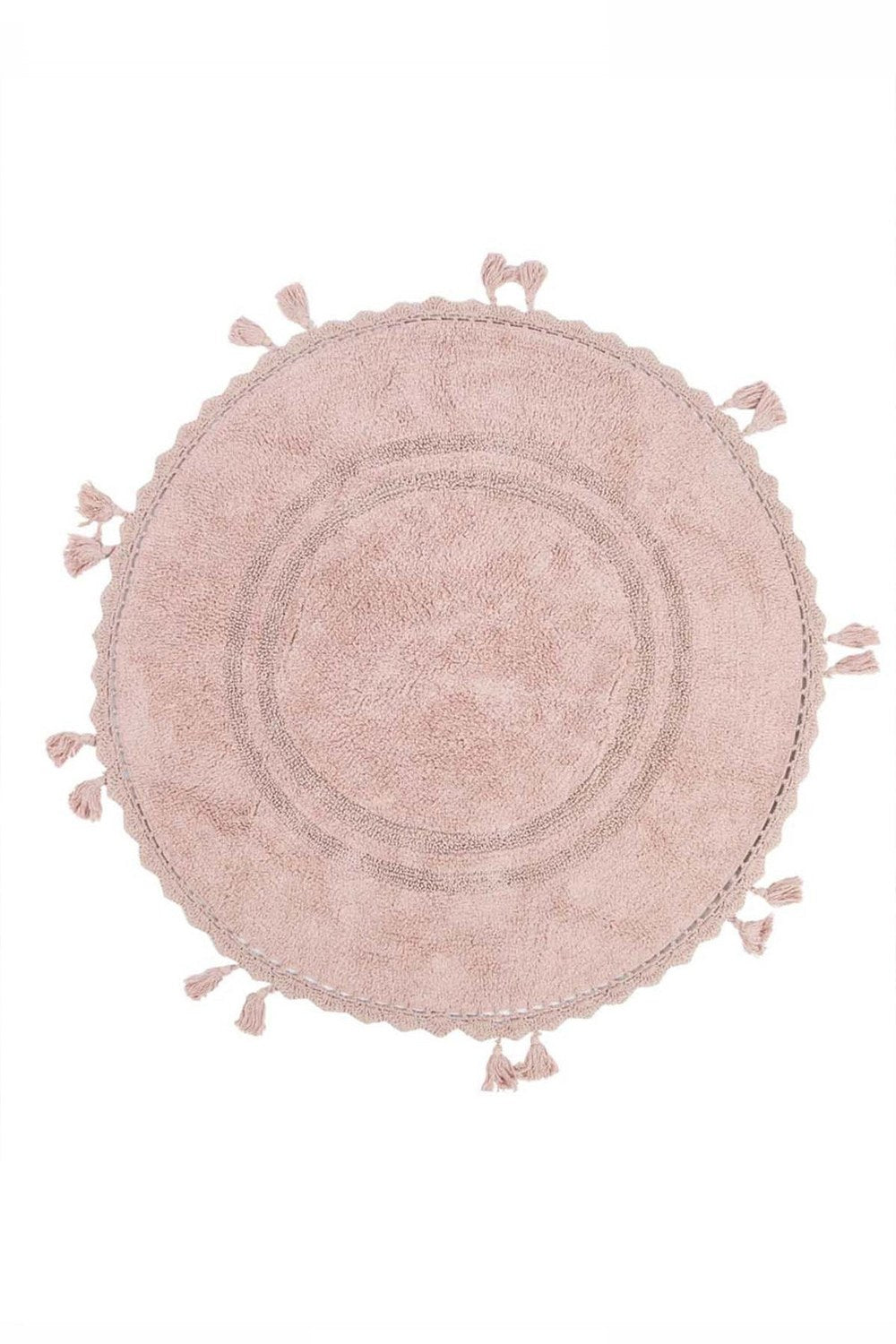 Olivid Yuvarlak Banyo Paspası %100 Pamuk 100x100 Pembe - 6