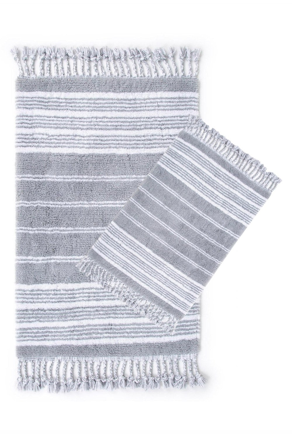 Martil 2’Li Takım Banyo Paspası %100 Pamuk 40x60 + 60x90 Gri - 6