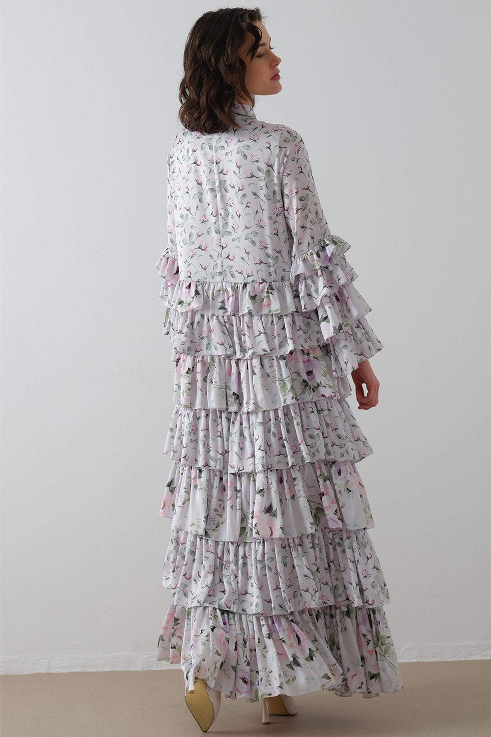 Desenli Kat Kat Elbise Lila - 4