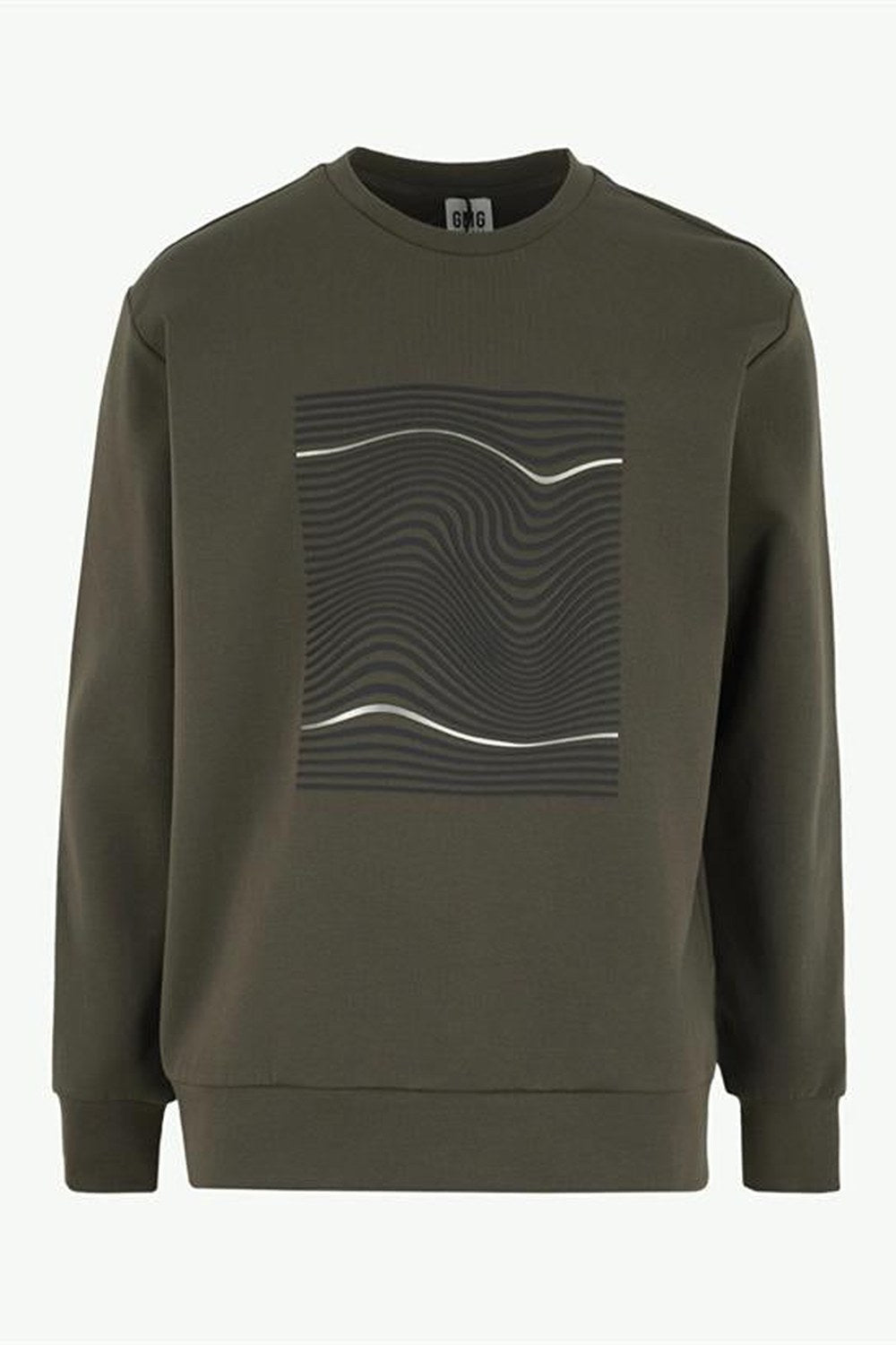 Bisiklet Yaka Dalga Baskılı Erkek Sweatshirt - 5