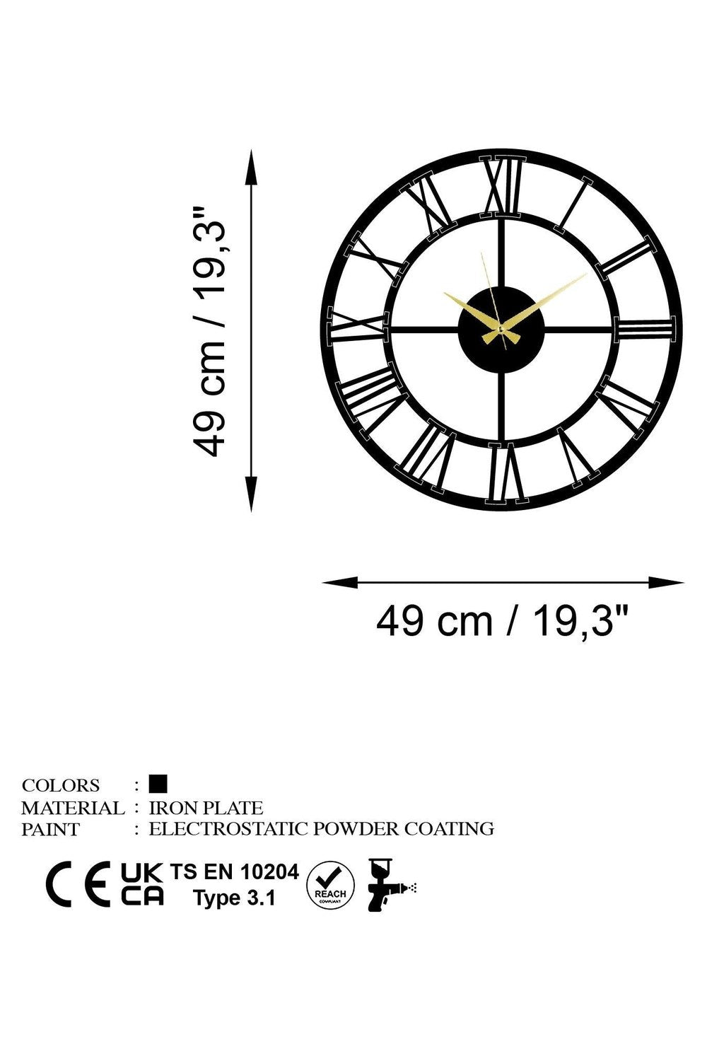 Watch-80 Dekoratif Metal Duvar Saati - 6