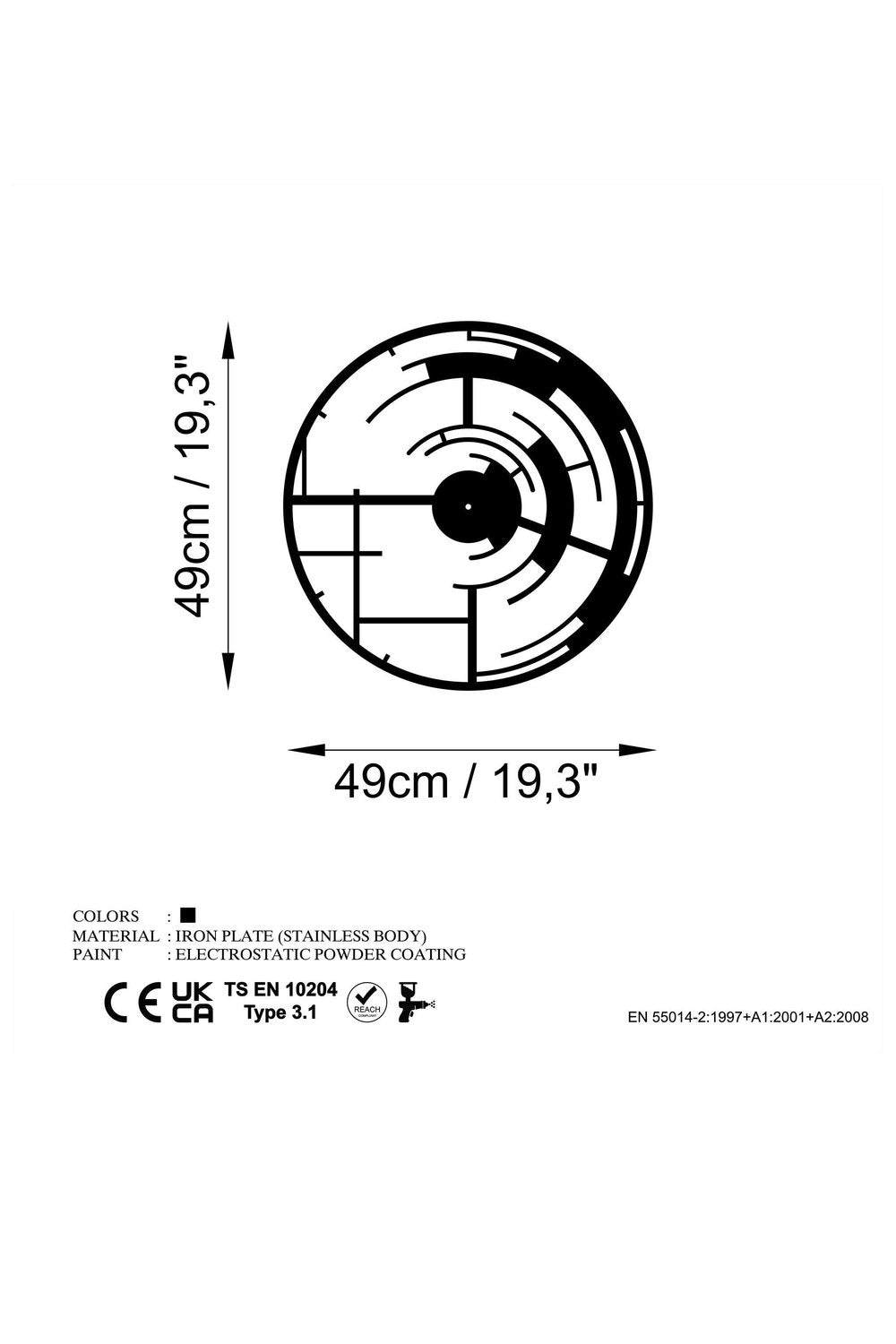 Watch-057 Dekoratif Metal Duvar Saati - 5