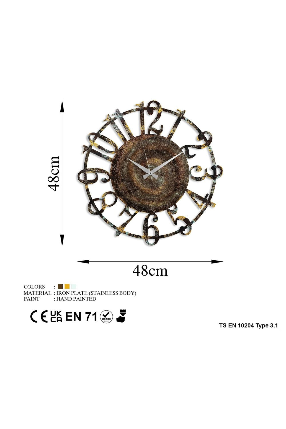 Bys-128-A Dekoratif Metal Duvar Saati - 6