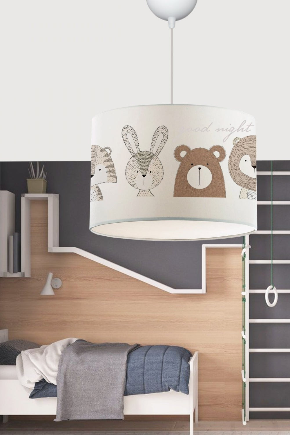 Mini Hayvanlar Kumaş Baskılı Çocuk Odası Lamba Sarkıtı 28'lik - 0