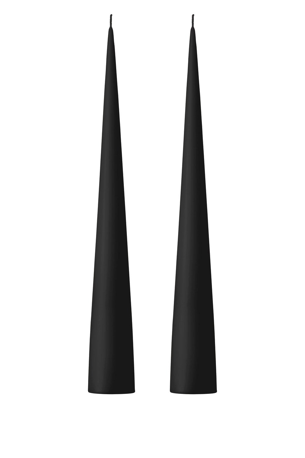 Velvet Matt Black Kokusuz 2'li Kalın Konik Mum 37 Cm - 0