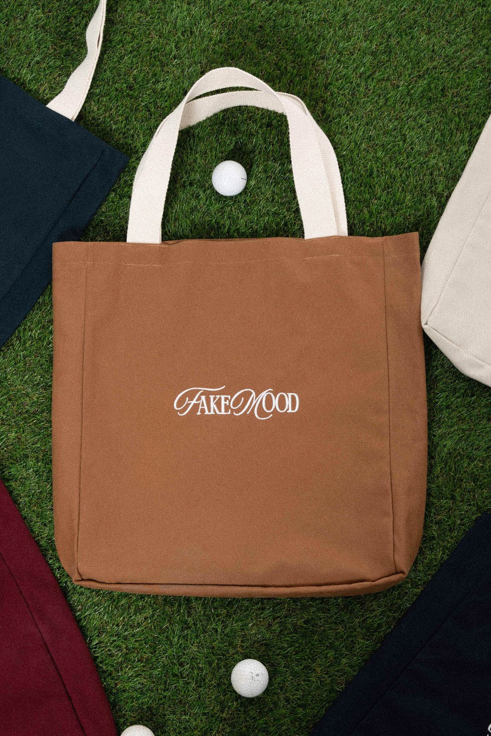 Unisex Fakemood Nakışlı Tote Bag - Camel - 0