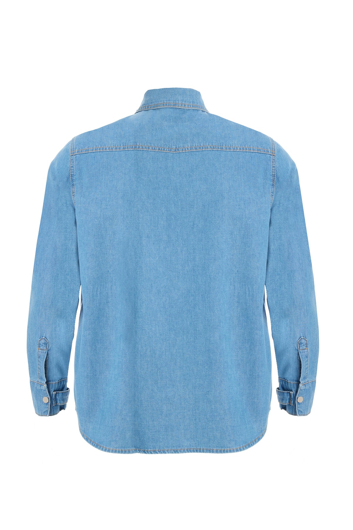 2be4A-Erkek Açık Mavi Cepli Denim Gömlek-2-fleurdirect.live