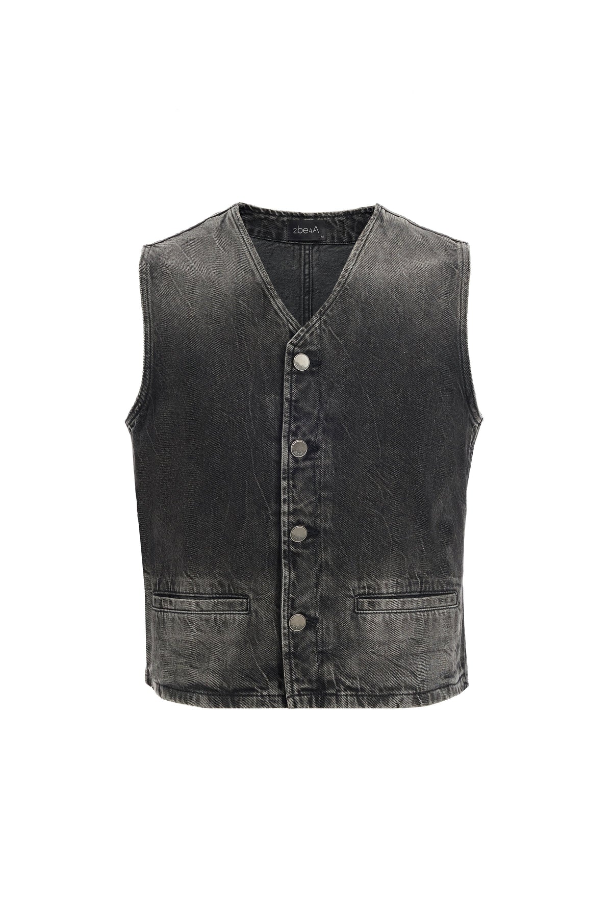 2be4A-Erkek Eskitme Siyah Denim Yelek-1-fleurdirect.live