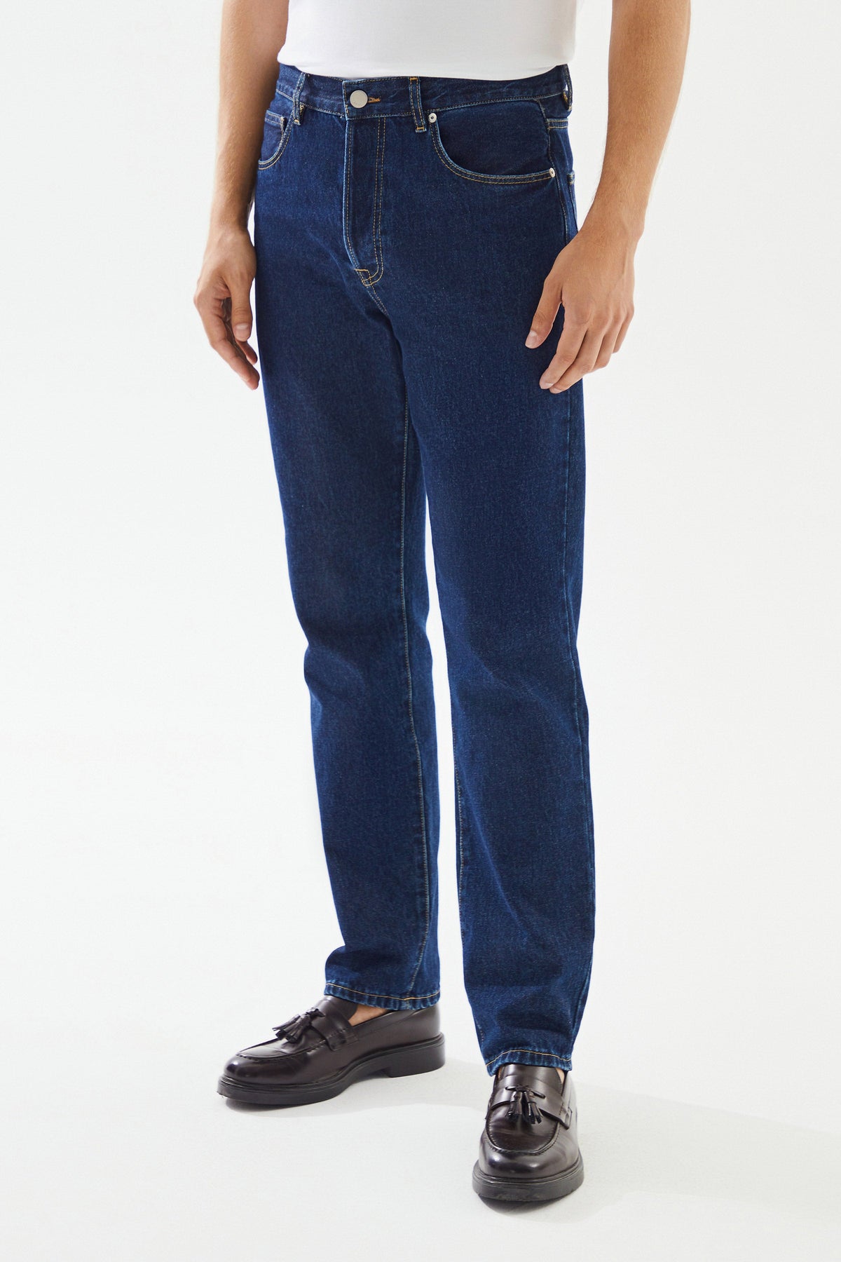 2be4A-Erkek Lacivert Straight Denim Pantolon-4-fleurdirect.live
