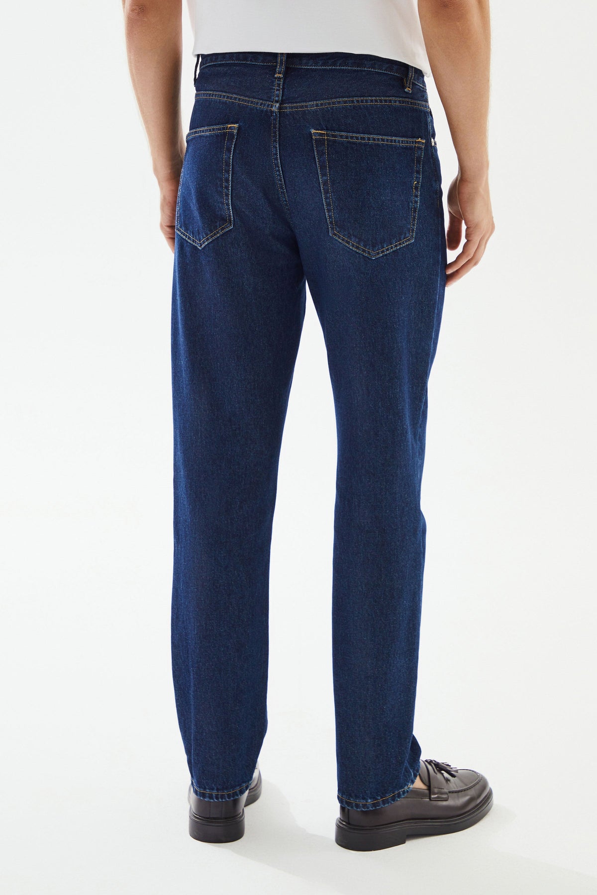 2be4A-Erkek Lacivert Straight Denim Pantolon-6-fleurdirect.live