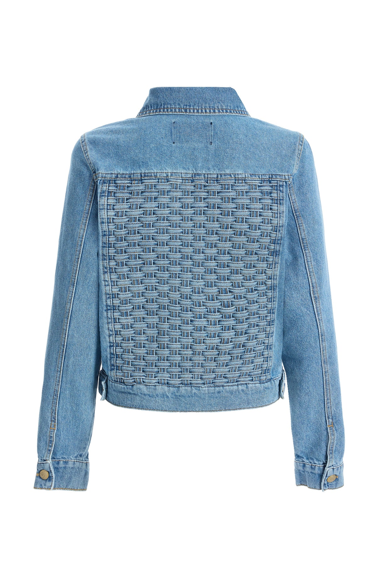 2be4A-Kadın Açık Mavi Arkası örme Denim Ceket-1-fleurdirect.live