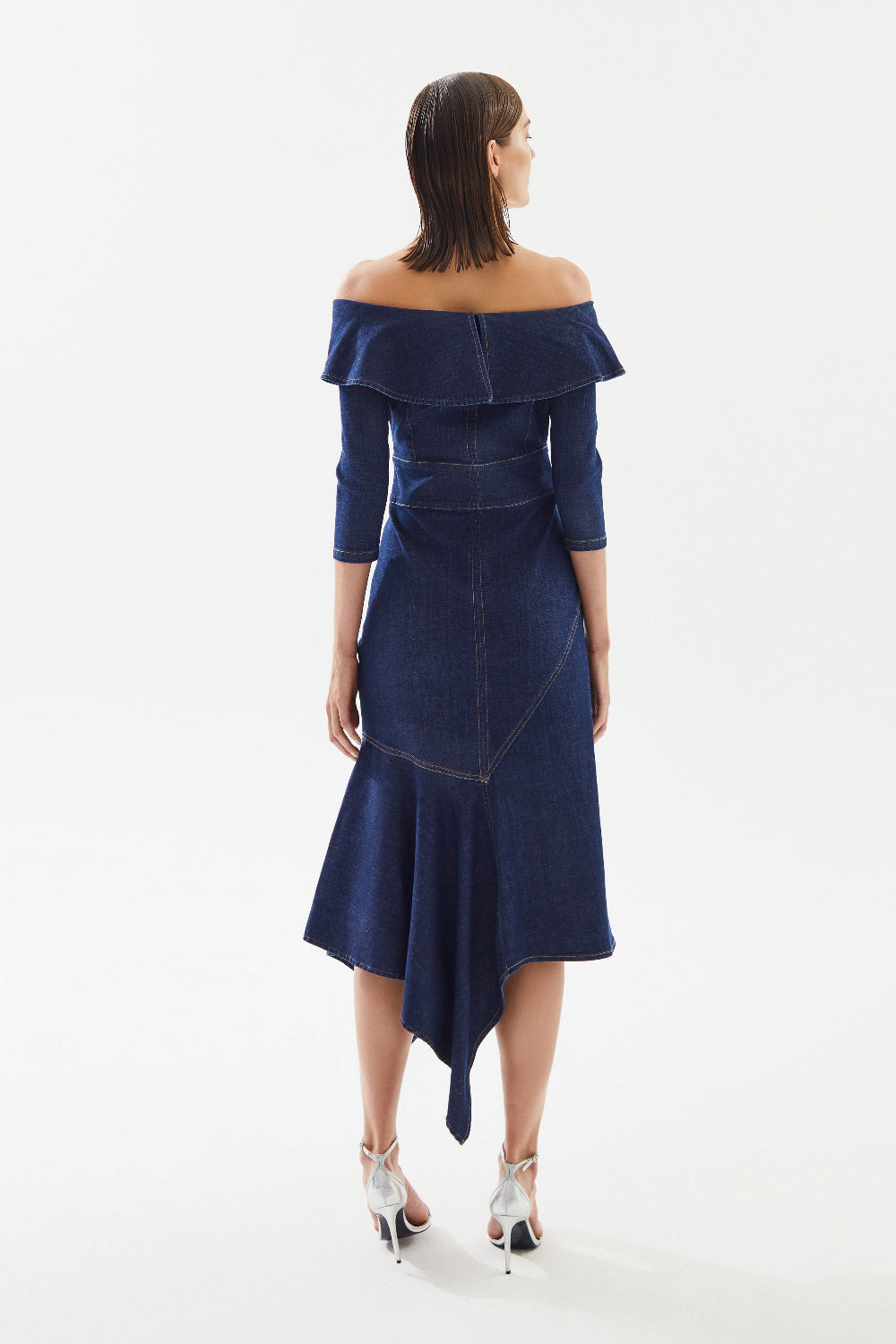 2be4A-Kadın Asimetrik Denim Elbise-Elbise-6-fleurdirect.live