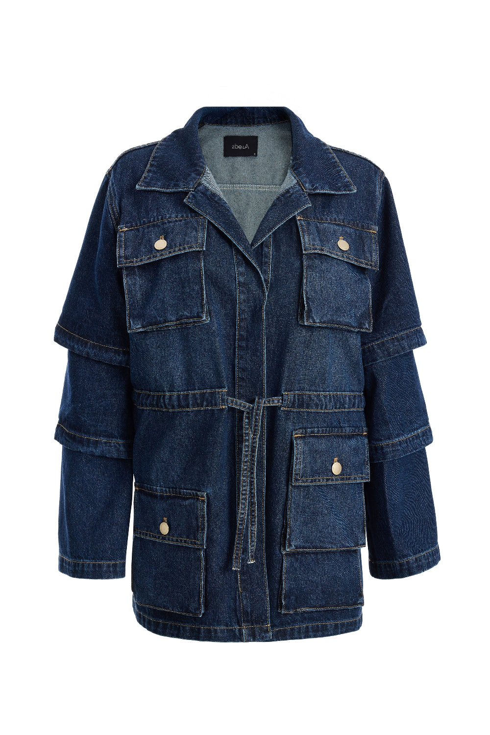 2be4A-Kadın Kolları Kısalabilen Denim Ceket-Ceket-2-fleurdirect.live