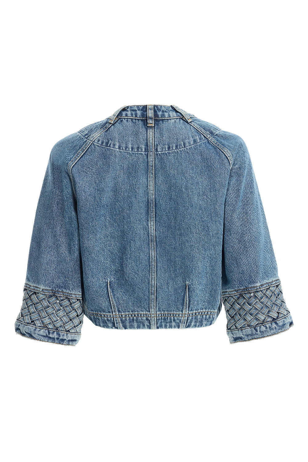 2be4A-Kadın örme Detaylı Bisiklet Yaka Kısa Denim Ceket-2-fleurdirect.live
