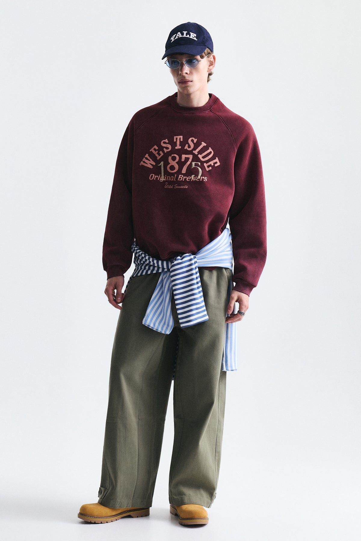 Oversize Baskılı Bisiklet Yaka Sweatshirt