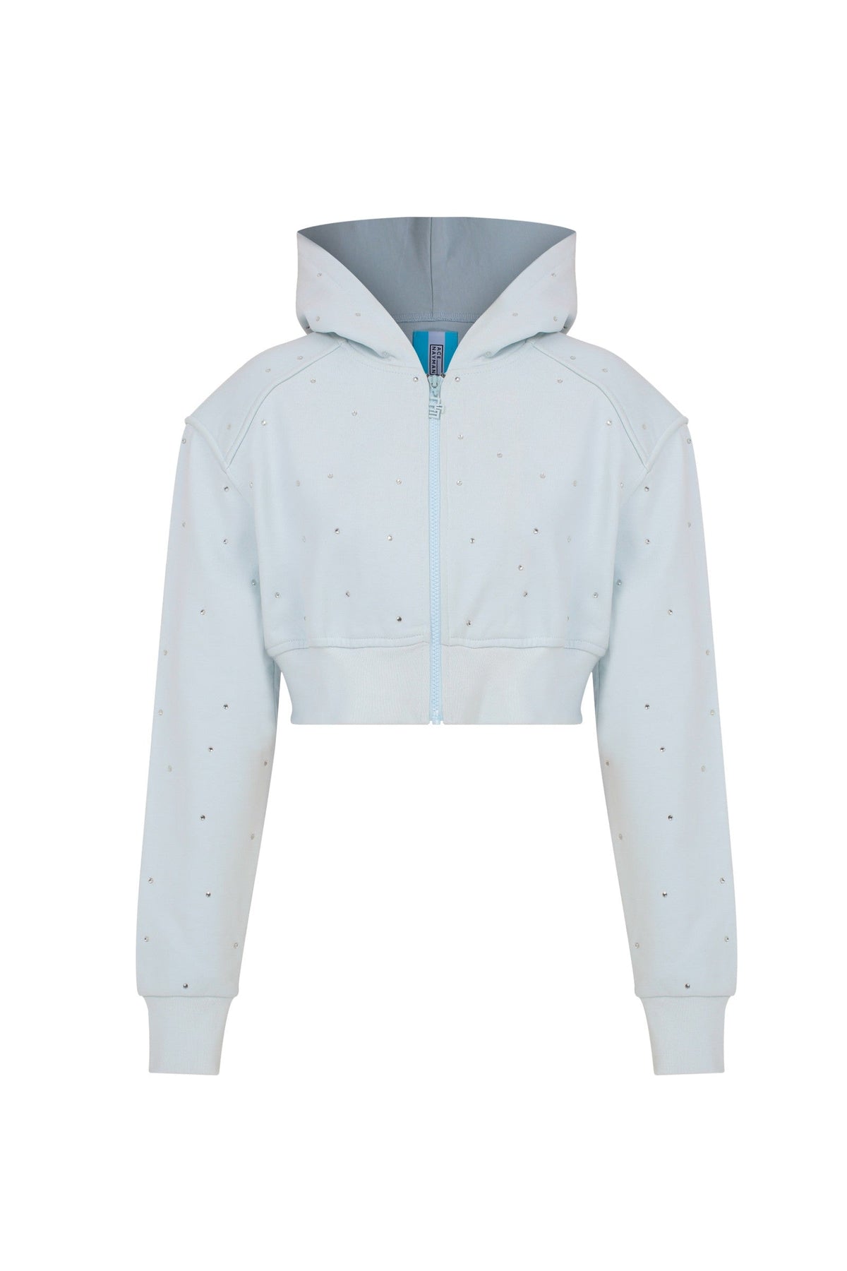 Ace Nayman-Athena Rhinestone Cropped Hoodie-Sweatshirts & Hoodies-2-fleurdirect.live